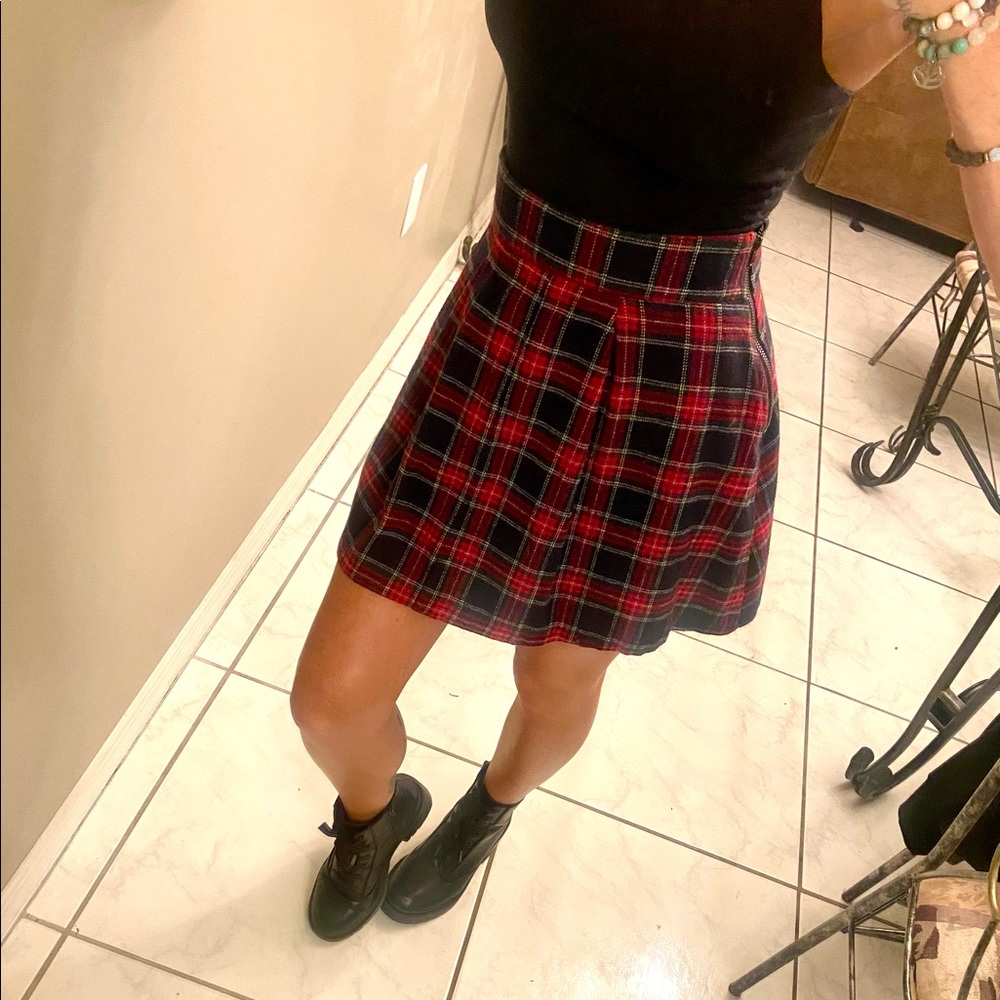 Copper Key Plaid pleated skirt